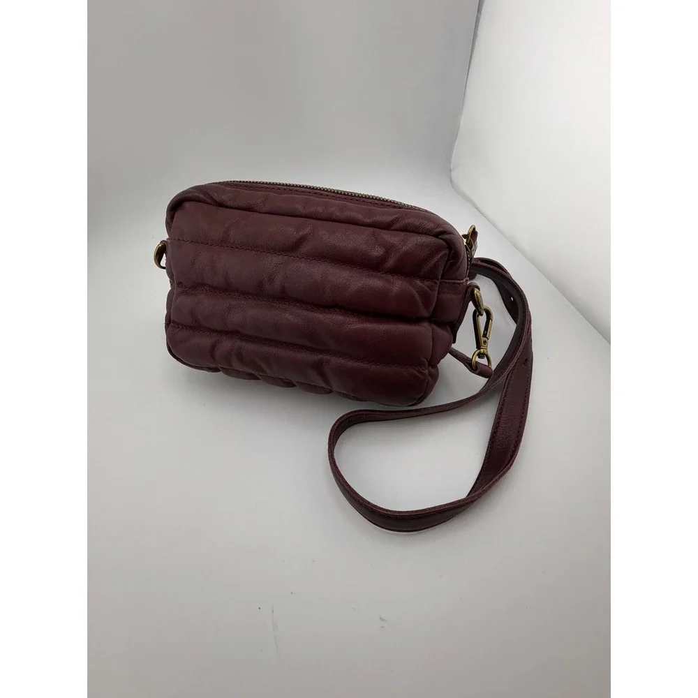 Madewell The Puffy Camera Bag Cabernet Burgundy Quilted Leather Crossbody Purse